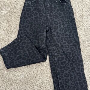 Girls Zara Black Leopard Print Jeans
